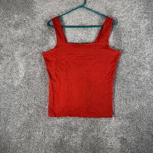 Gaiam Tank Top Womens Large Red Organic Cotton Yoga Activewear Square Neck